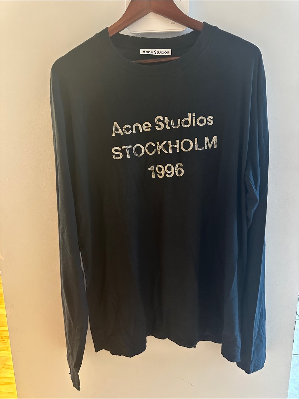 Acne Studios Black Long Sleeve Crewneck with 'Stockholm 1996' Logo